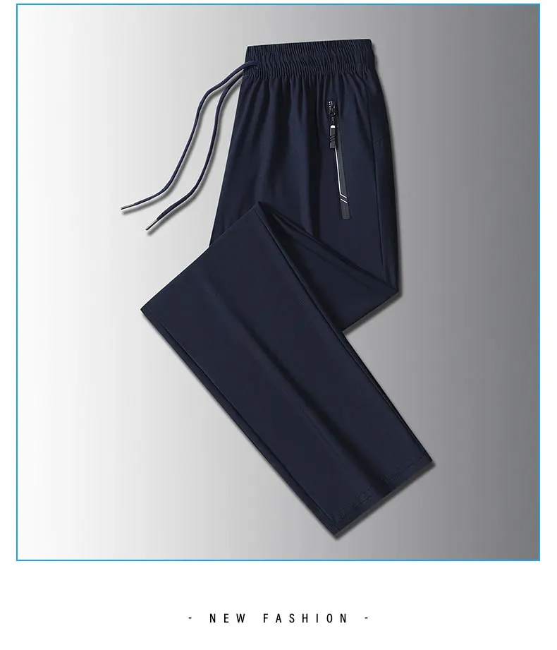 Running Pants Jogging Casual Summer Thin Elastic Sweatpants Quick Dry Ice Silk Straight Pants Sports Gym Breathable Men Trousers