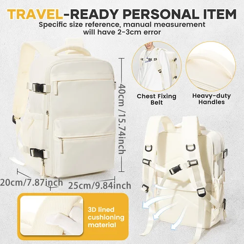 Imagen 2 del producto Mochila Ryanair de viaje para cabina de avión 40x20x25, mochila de compresión al vacío de aire, mochila para hombre y mujer, bolso para ordenador portátil de negocios