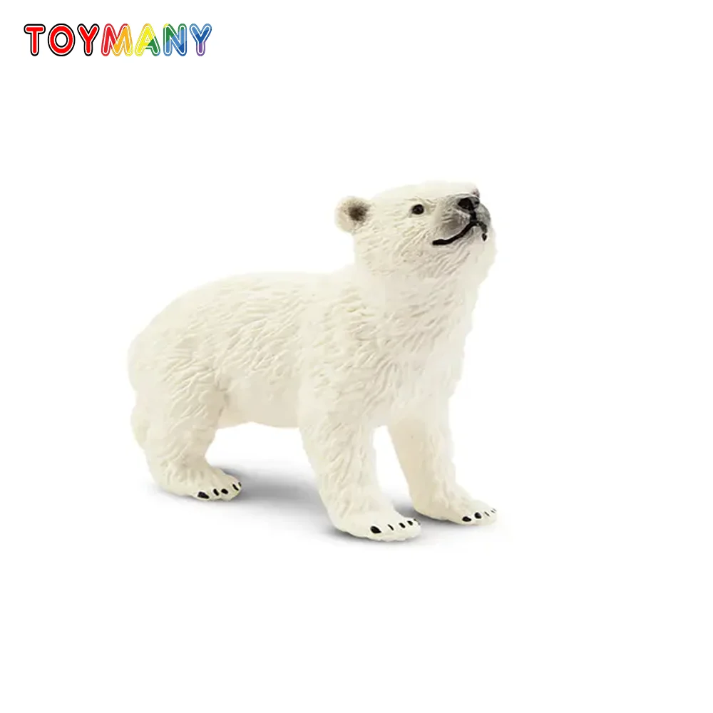 Simulation Head-Raised Polar Bear Cub Animal Model Toy Mini Figures Dolls Action Figurines Toy for Children Gift Cake Decoration