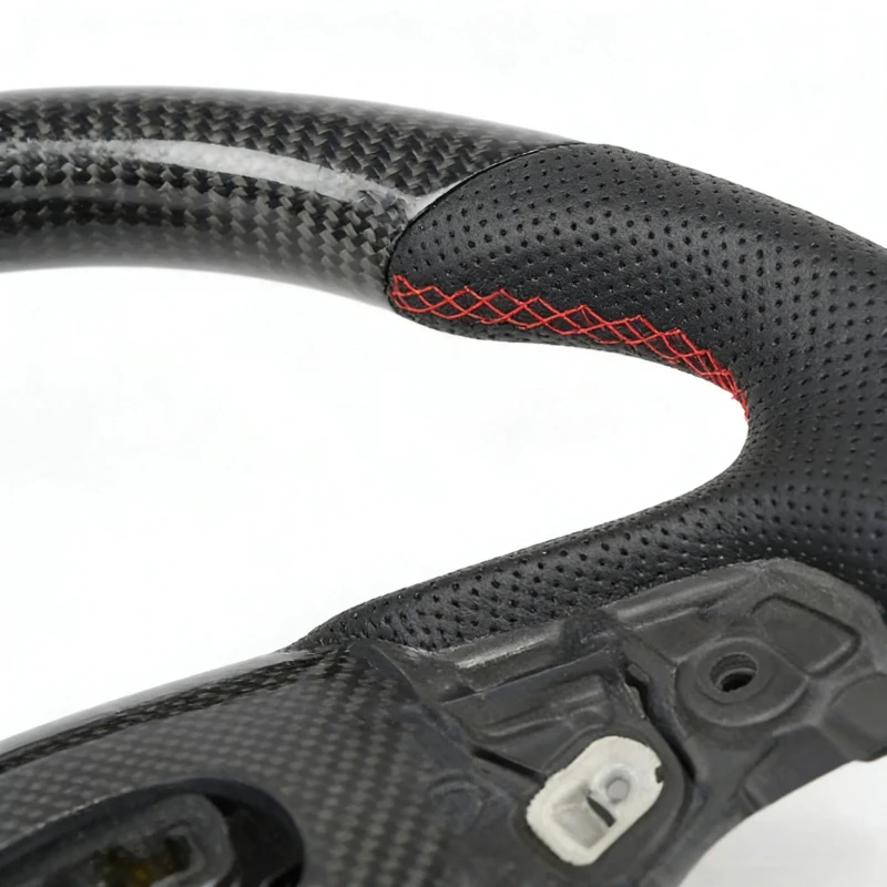 Real Carbon Fiber Steering Wheel Black Peorated Leather Fit  Camry Corolla RAV4 Avalon 2018-2024