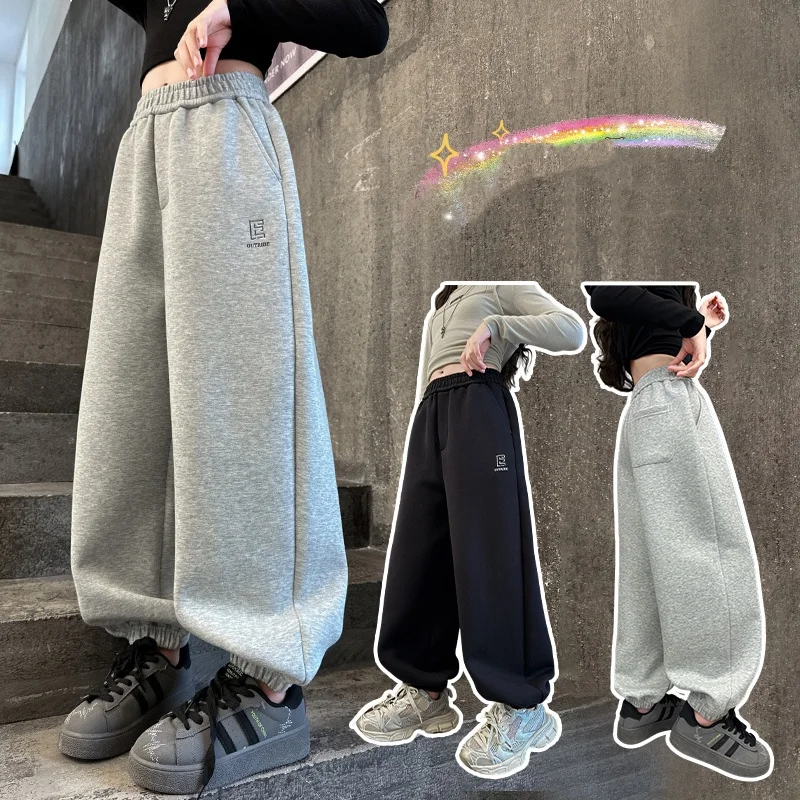 

Girl Long Pants Tween Child Streetwear Trendy Korean Style Sweatpants Tween Kid Spring Autumn Fashion Loose Bottom Ages 4-14Y