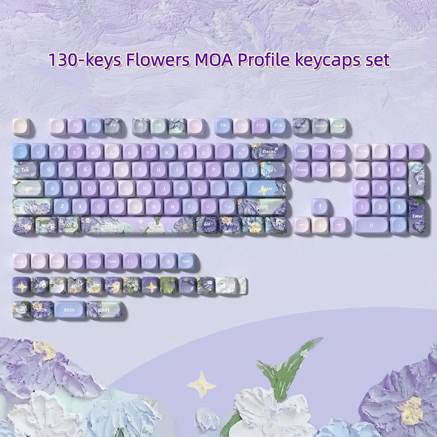 New Purple PBT Keycaps,Custom MOA Profile Dye-Sub Doubleshot Key Cap For MX Mechanical Keyboard 60% 65% 75% 80% 100%