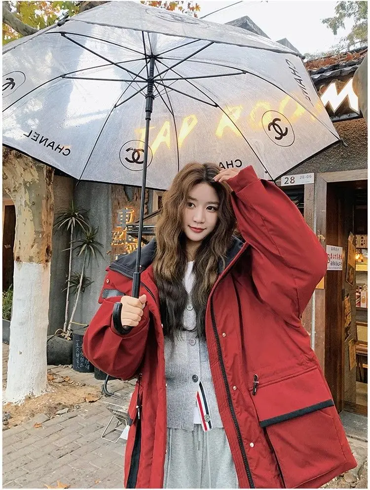 

Женская зимняя парка с двусторонним трикотажем, имитацией шерсти, геометрическим узором, боковыми пуговицами и кнопками, трендовая модель