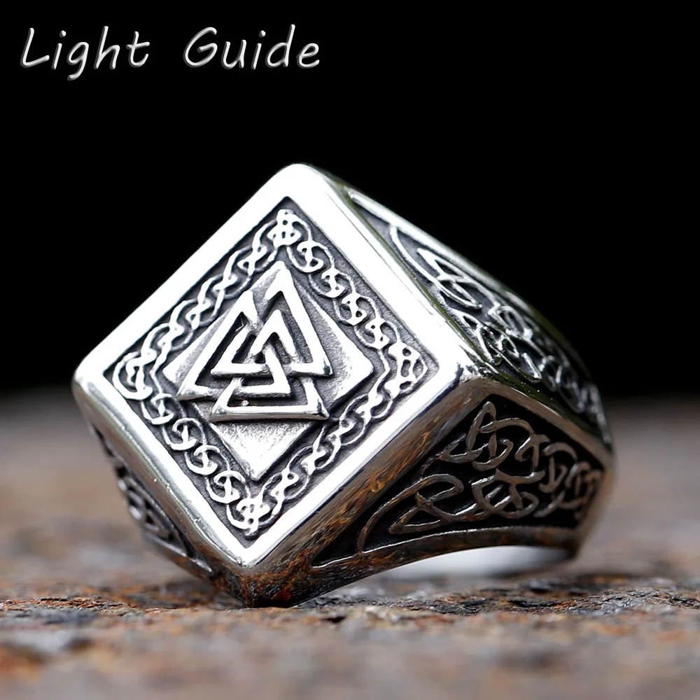 

2023 New Vintage 316L Stainless Steel Viking Valknut Amulet Ring Punk Women Men Unisex Jewelry For Party Gift free shipping