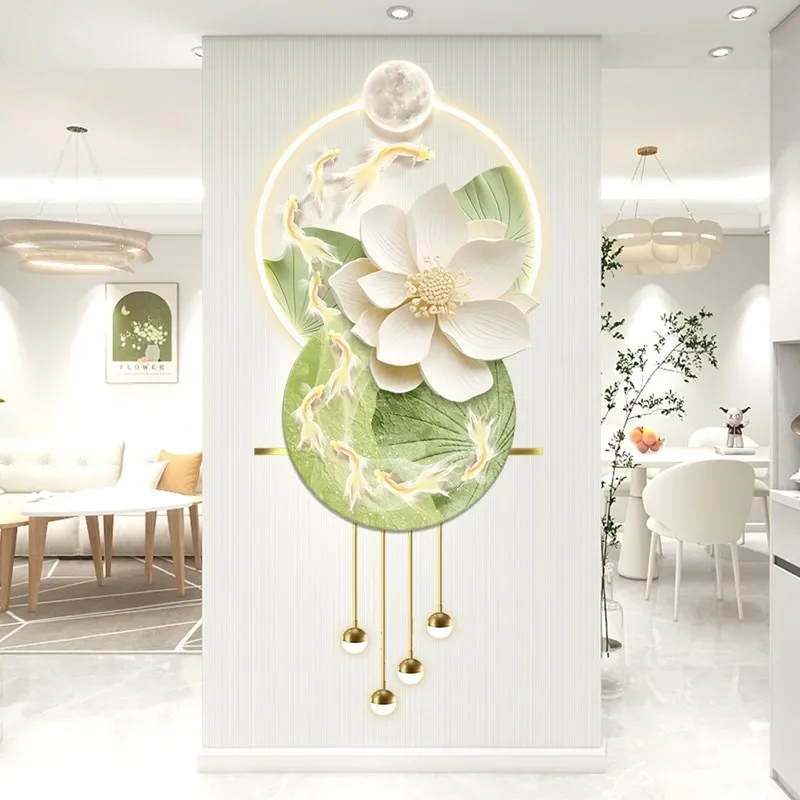 Luxury-modern new entrance wall-mounted LED mural lamp with detailed engraving and lighting effect, hallway and staircase mural