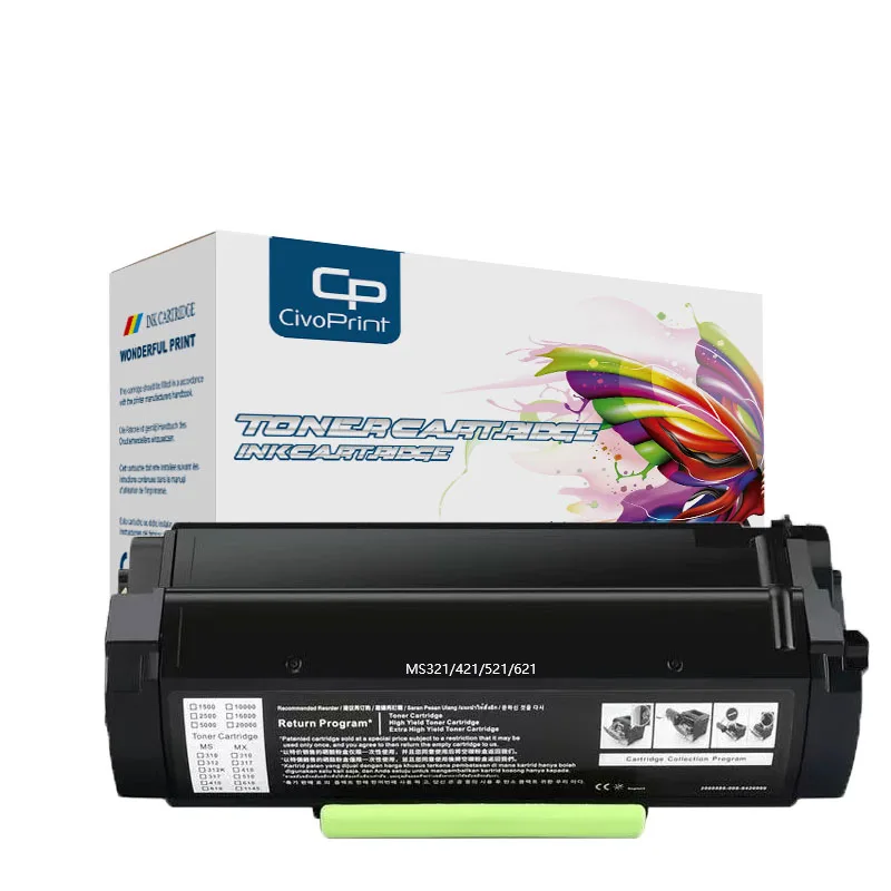 EUR 1 pack compatible MS321 421toner cartridge 56F2000 56F2H00 MX321 MS421 For Lexmark MS621 MX321 MX421 MX622 MX521 with chip