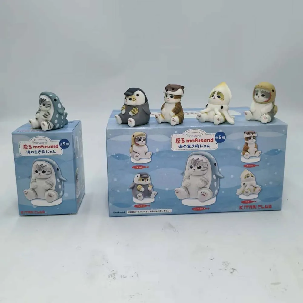 모푸샌드 상어 고양이 피규어 장난감 블라인드 박스 코스프레 해양 생물 인형 귀여운 블라인드 백 장식 어린이 크리스마스 선물