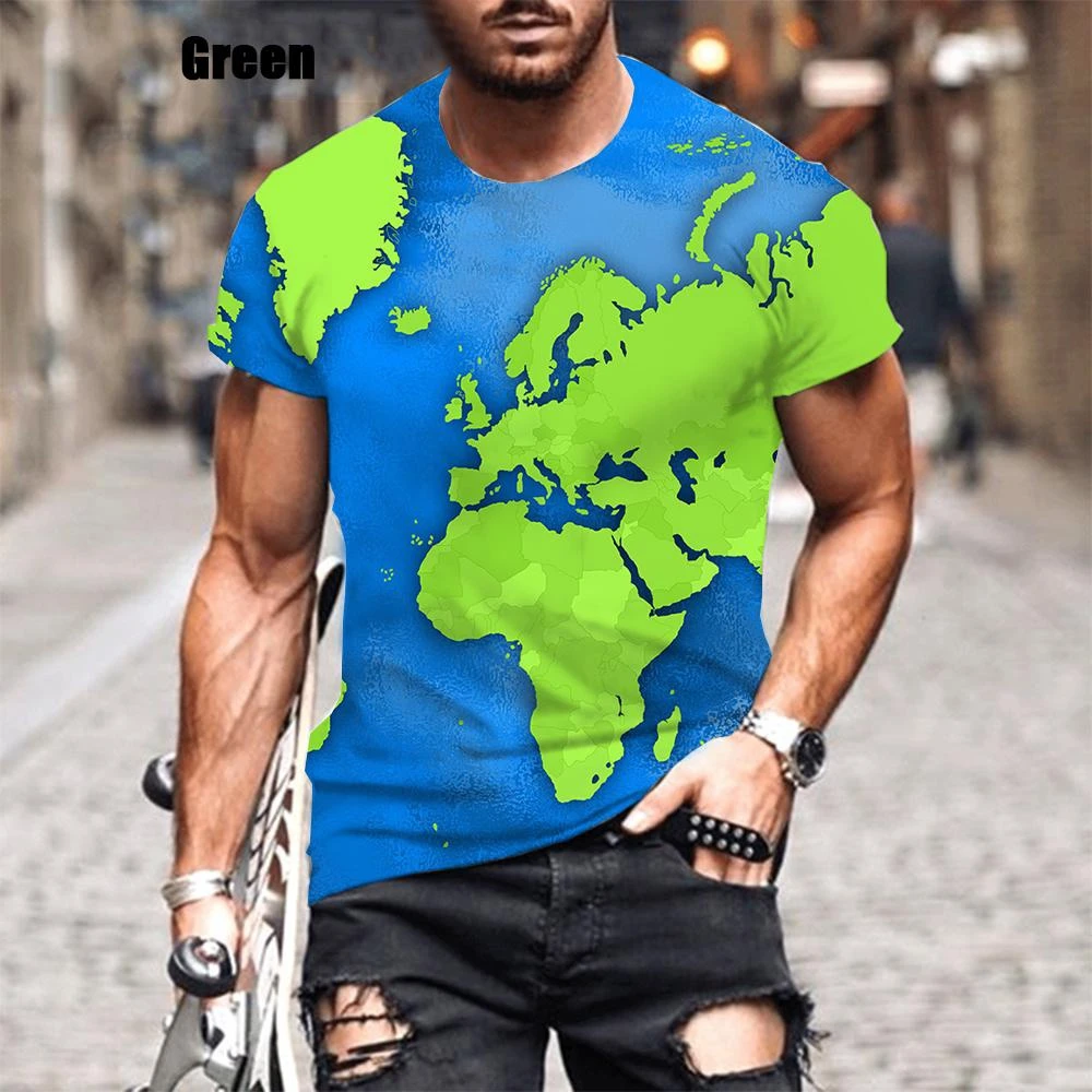 New Fashion Summer Hot Sale 3D Map Men\'s/women\'s T Shirt 3D Print Short-sleeved Men\'s Tops Clothing Plus Size XXS~6XL Oversize