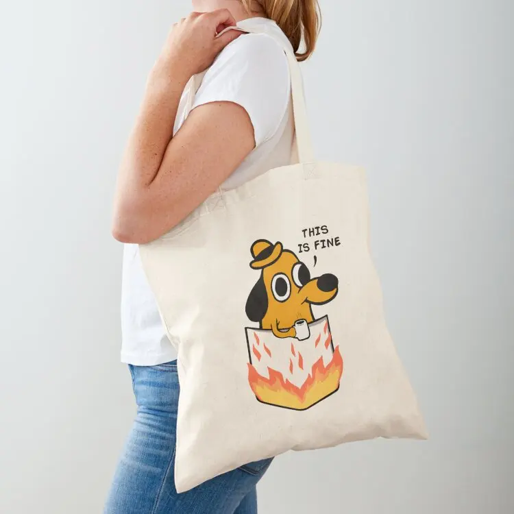 

This is fine Tote Bag bags woman 2025 Canvas bag shopping cart bags tote bag canvas