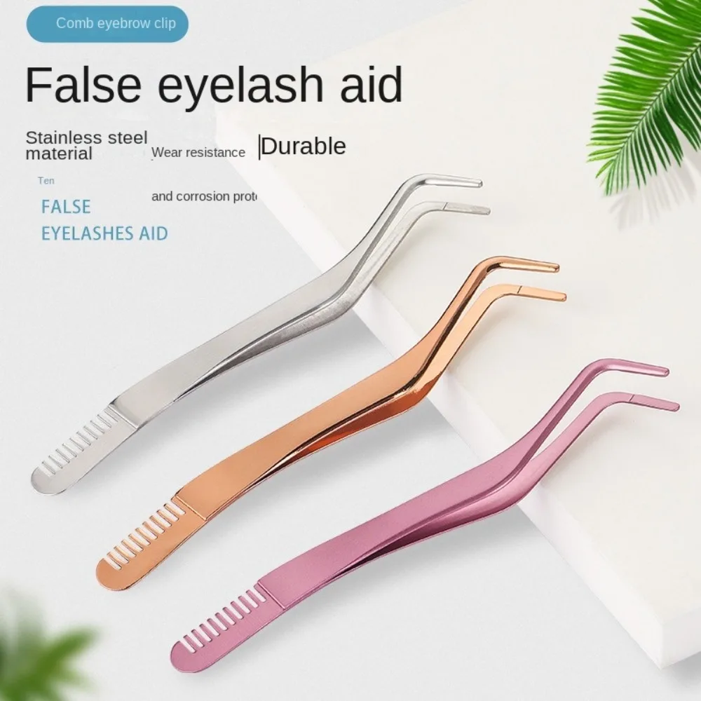 Neue Edelstahl Wimpern Kamm Pinzette Anti-Statische DIY Lash Cluster Pinzette Wimpern Verlängerung Werkzeuge für Selbst-pfropfen