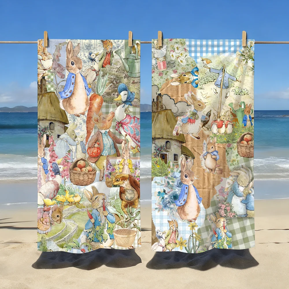 Retro P-Peter R-Rabbit Art Towel Soft Pool Gift For Travel Gym Shower Camping Quick Dry Sports Large Beach Towels