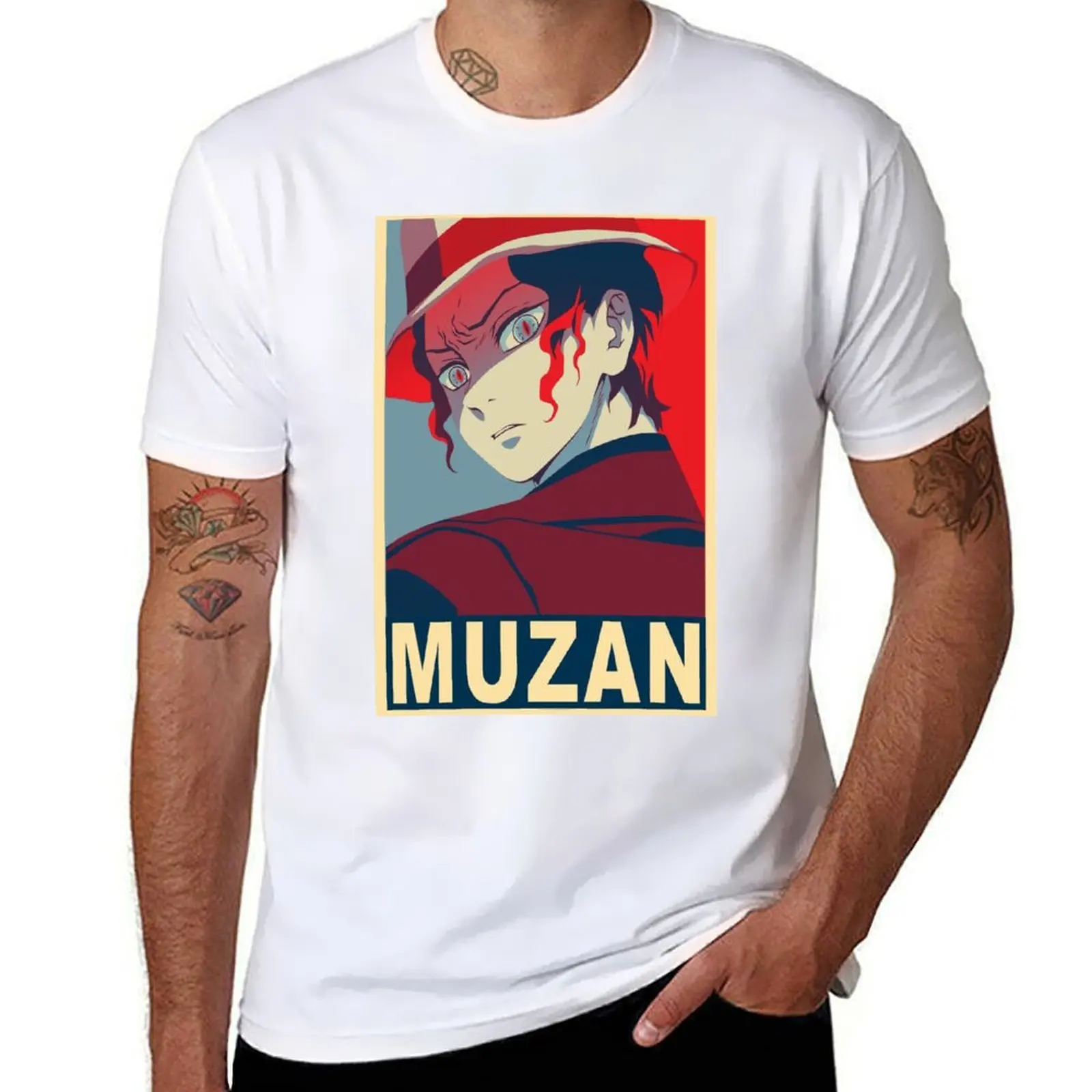 

Muzan Kibutsuji - Poster T-Shirt man t shirt summer funny t shirts cotton T-Shirt