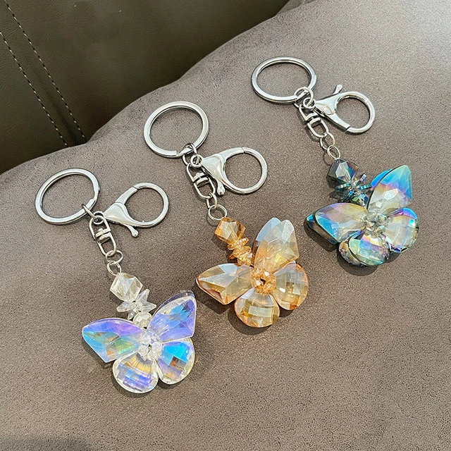 Lucky Butterfly Crystal Keychain Car Keychain Bag Pendent Keychains Creative Korean Beautiful Keyring Jewelry Accessories AliExpress