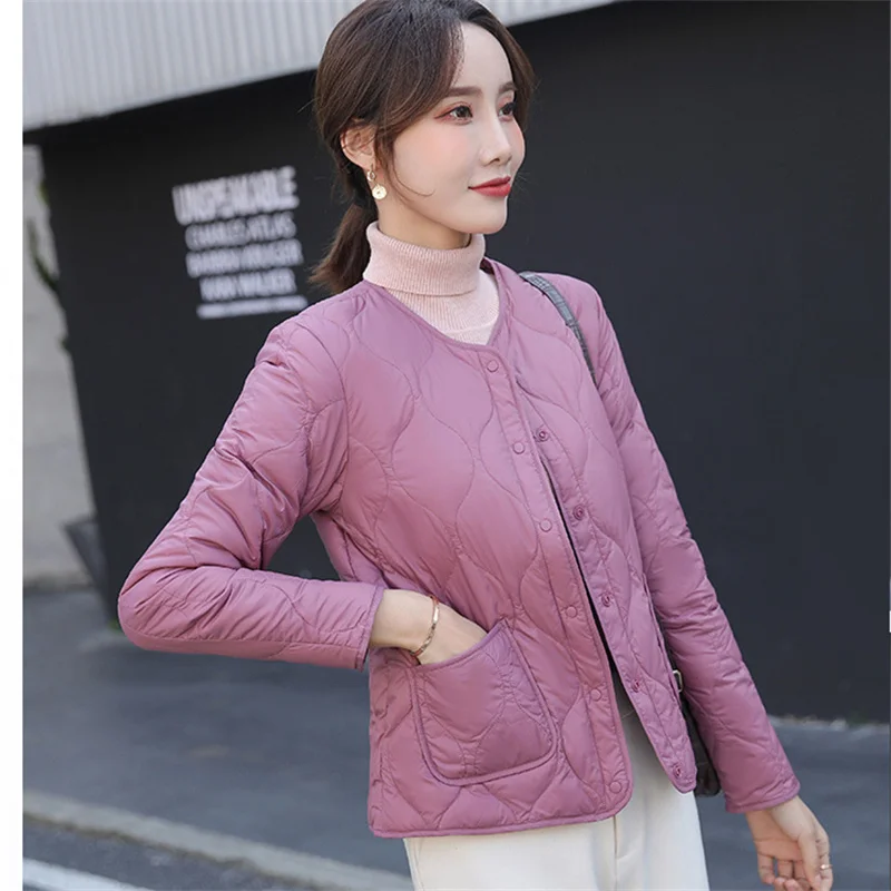 

Light Thin White Duck Down Coat 2025 New Autumn Winter Women V Neck Warm Down Jacket Female Slim Bigsize Puffer Parkas Outwears