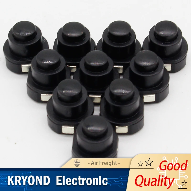 10PCS Flashlight Torch Part Round Push Button Switch Black DC 30V 1A 10mm x 10mm (D*H)