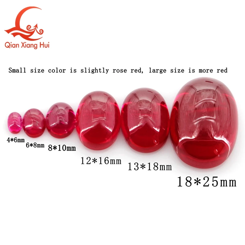 Oval Shape Flat Back Cabochon 2*3mm to 20*30mm Lab Grown Ruby Normal Red Color Corundum Loose Gem Stone