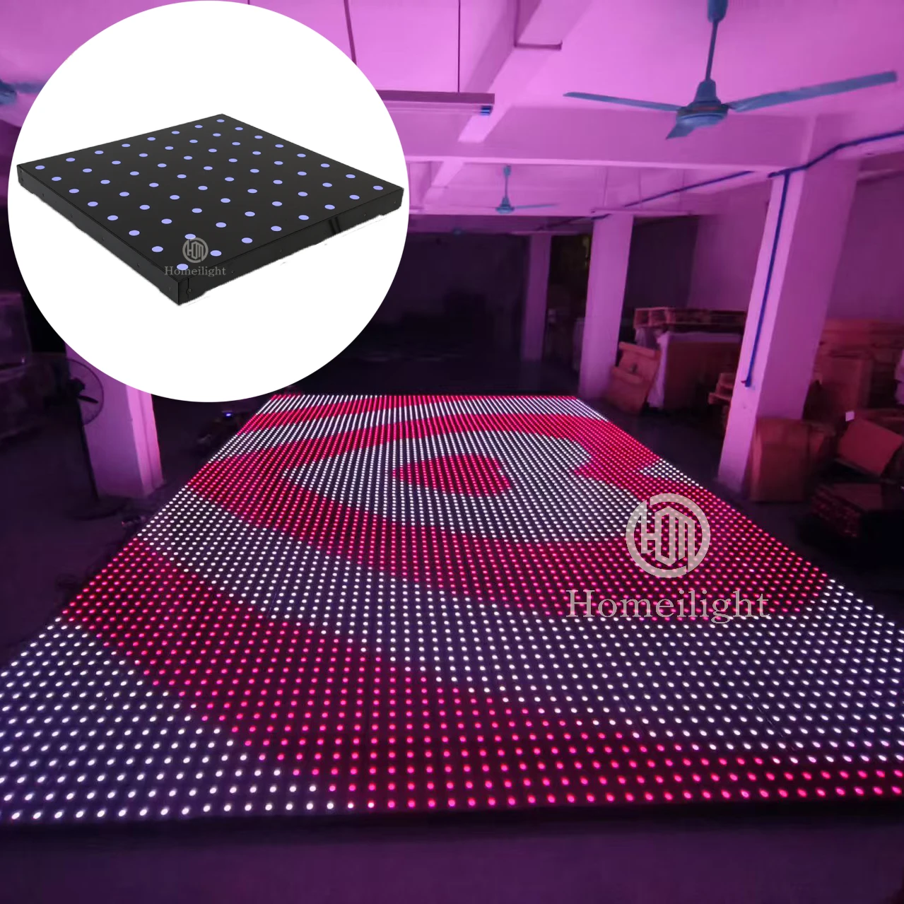 

Homei Interactive Portable Dance Floor P7.5cm LED Video Dance Floor Wedding Dance Floor LED for Stage Event Show