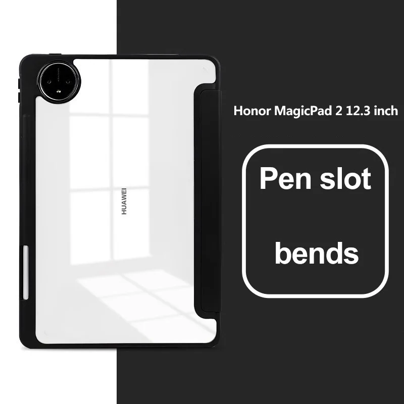 With Pen Slot For Honor MagicPad 2 12.3inch 2024 Pad 9 9Pro V8 Pro 12.1 8 X9 X8Pro 11.5 X8 Lite Clear Acrylic Hard Back Cover