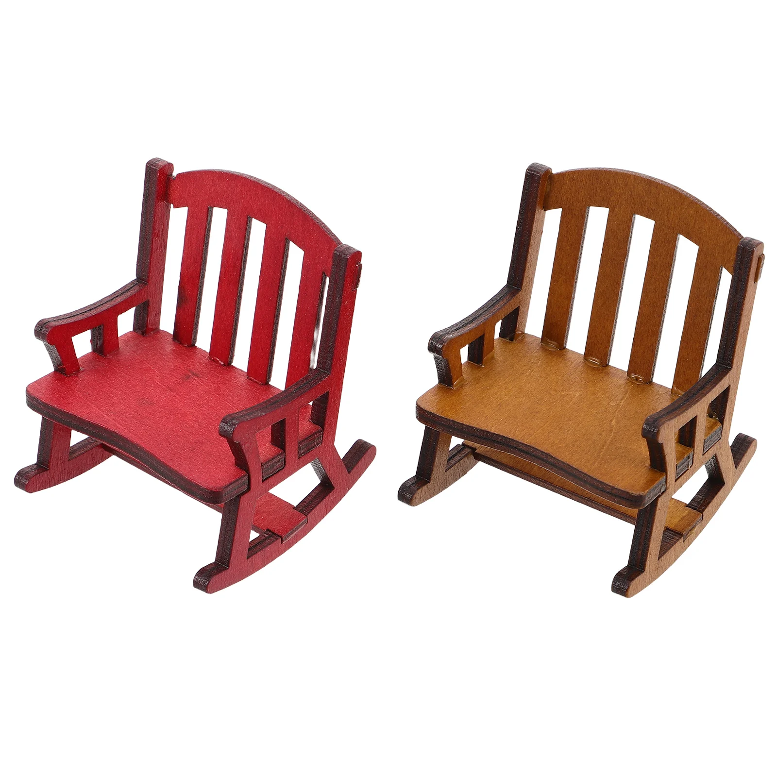 

2 Pcs Mini Rocking Chair Ornament Dollhouse Miniature Model Chairs Furniture Accessories Child Decoration Ornaments