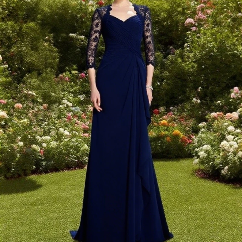 

Customized Mother Of The Bride Dresses A-line V-neck Chiffon With Jacket Plus Size Long Groom Mother Dresses Wedding