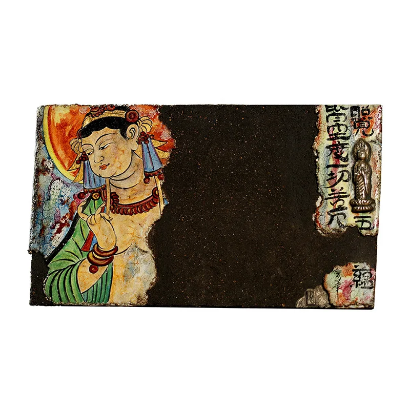 Creative old rock mud water-absorbing small tea table Zen hand-painted Shino burnt tea bearing