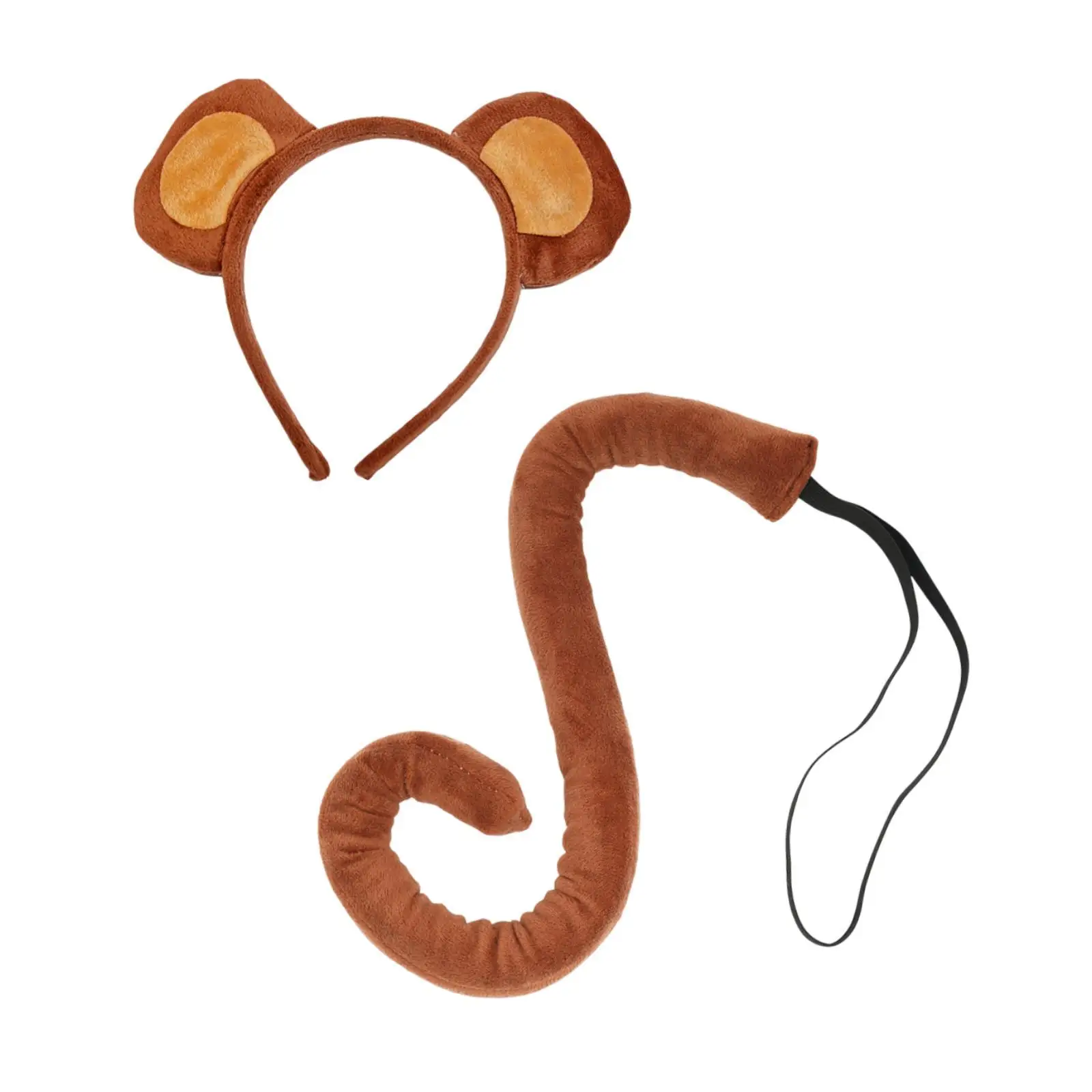 

Monkey Ears and Tail Set Adorable Headwear for Carnival Halloween Role Play