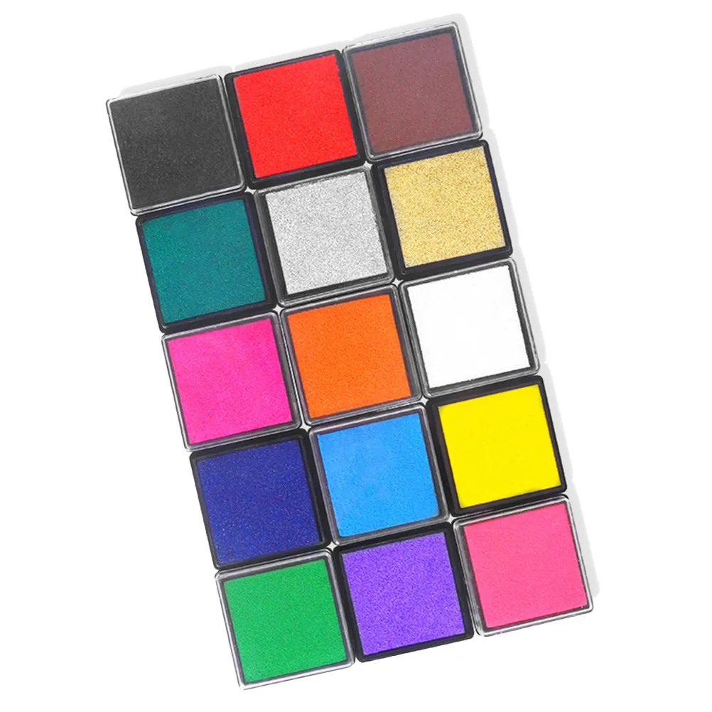 1Set 15 Colors -Safe Water-Soluble Finger Inkpad Easy-Handwash Multi-Surface Use on Paper Wood Fabric DIY Art Craft Gift view 3