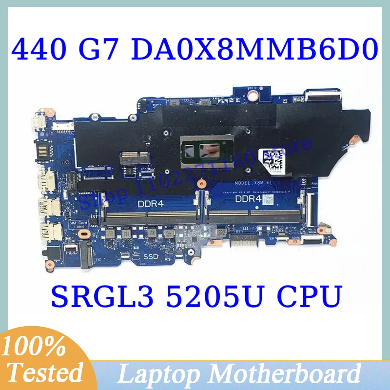 DA0X8MMB6D0 For HP ProBook 440 G7 450 G7 Mainboard With SRGL3 5205U CPU Laptop Motherboard 100% Fully Tested Working Well