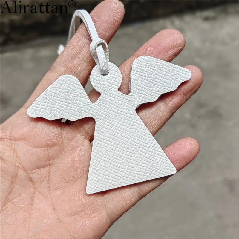 New Wholesale Angel Charm Custom Made Genuine Natural Leather Keychain 2026 Ladies New Charm Pendant Women Bag INS