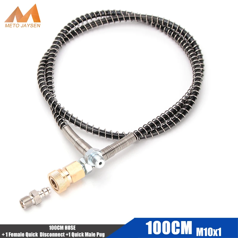 

100cm High-Pressure Nylon Hose with Spring Wrapped and M10x1 Thread Quick Connect Couplings 40Mpa PCP Pneumatics Air Refilling