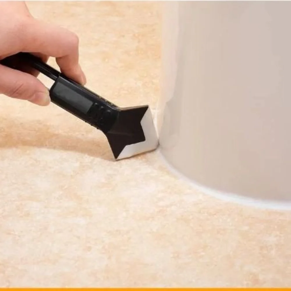 

Metal Head 5 in 1 Metal Head Shovel Glue Tool Kit Silicone Ergonomic Handle Silicone Spatula Corner Scrap Caulk Remover