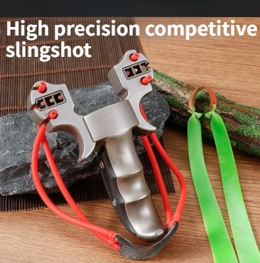 

NEW Aluminum Alloy Fast Flattening Leather Slingshot Outdoor Dual-use Rubber Band Competitive Alloy High Precision Slingshot