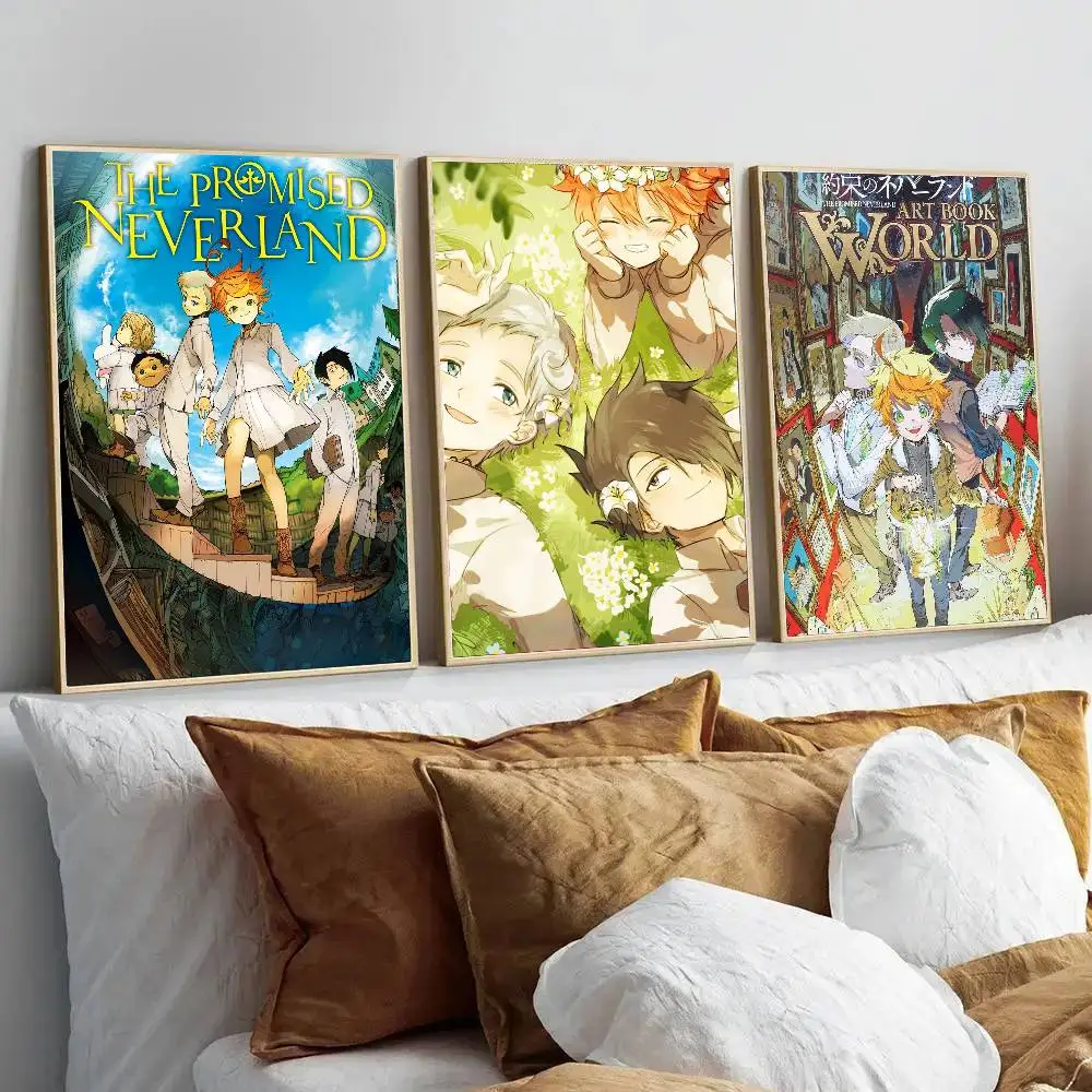 The Promised Neverland Anime Posters Living Room Bar Cafe Quality Canvas Vintage Style Comics Painting Art Home Wall Decor Pictu