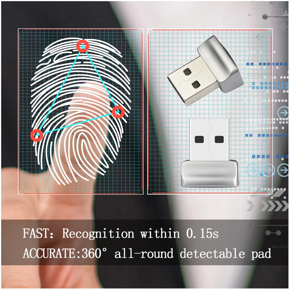 USB Fingerprint Reader Module for Windows 7 8 10 11 Hello, Biometric Scanner Padlock for Laptops PC Fingerprint Unlock Module