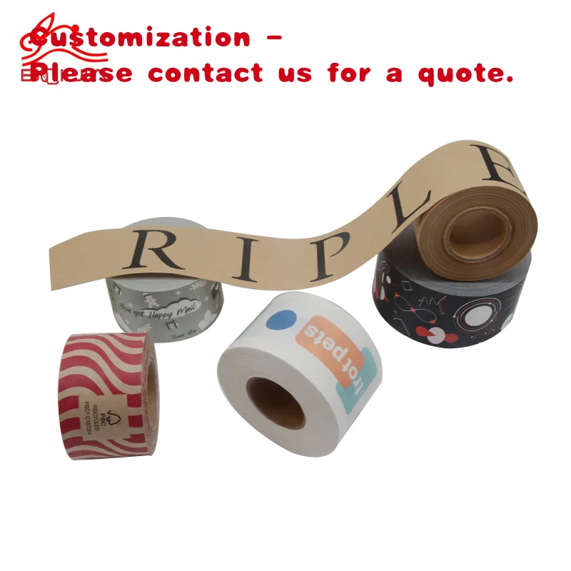 custom.Custom Print Reinforced Gummed Paper Tape Activated Kraft Paper Tape Packaging Tape