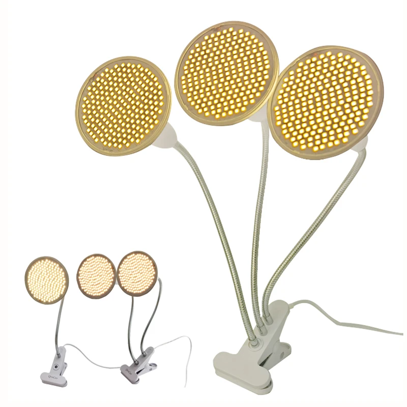 Lampe horticole de croissance LED, 1, 2 ou 3 têtes, éclairage horticole jaune, pour culture de plantes, avec clip, pour culture de fleurs et légumes, k5