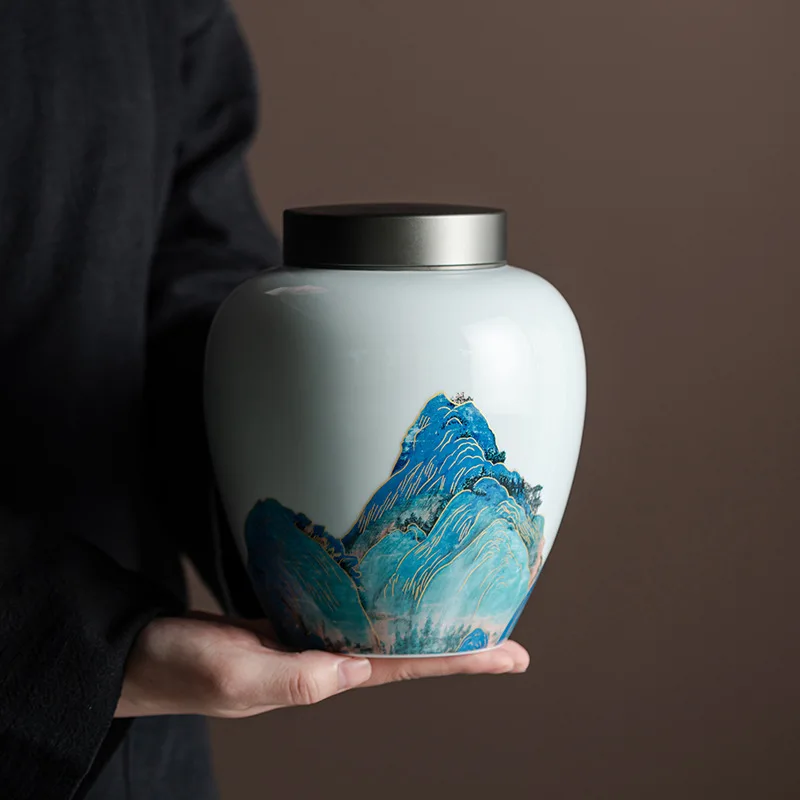 High-grade Ceramic Moisture-proof Sealed Jar Home Food Storage Jar Living Room Decoratio Candy Coffee Beans Herbs Storage Box