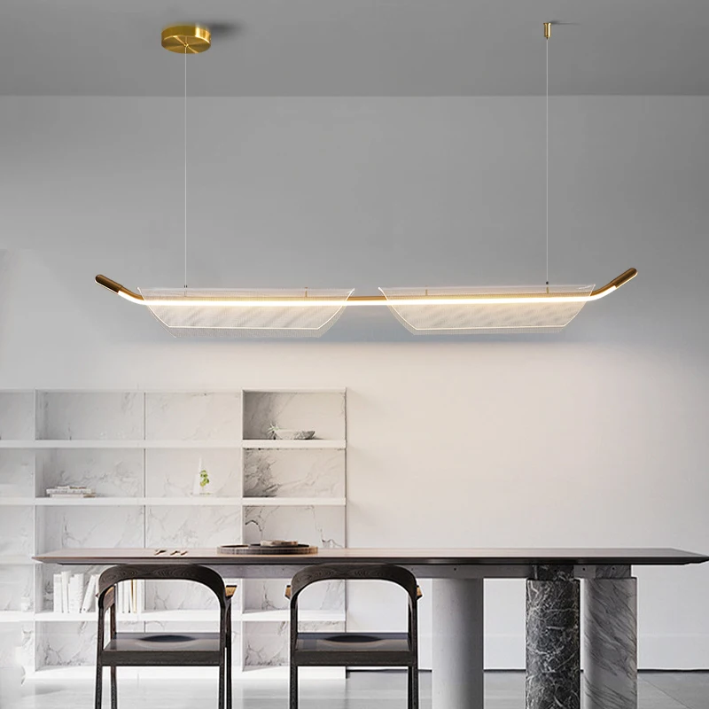 Minimalist Designer Restaurant Pendant Lamp Modern Creative Bar High-end Strip Dining Table Lighting Fixtures Kitchen Chandelier