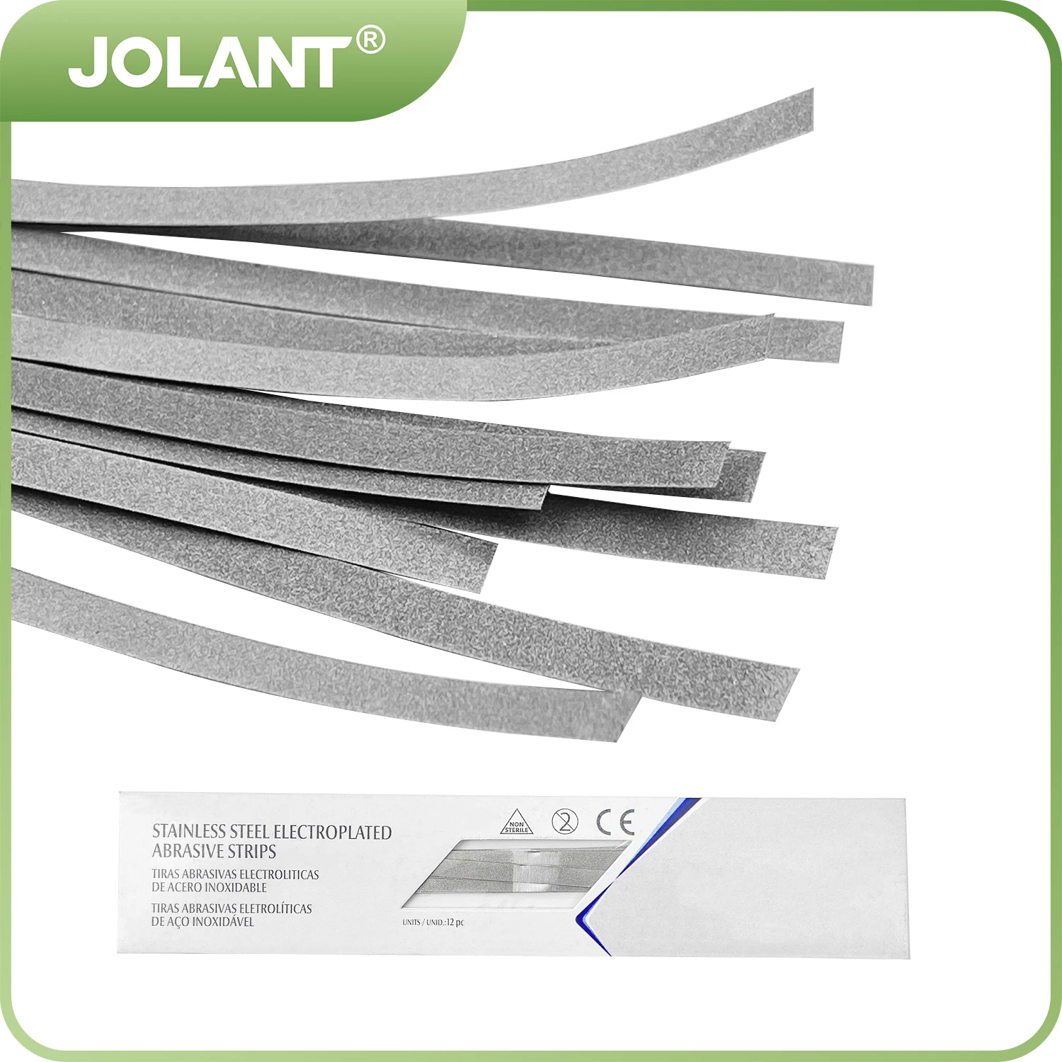 JOLANT 12pcs/Pack Dental Metal Polishing Stick Strip Diamond Sanding Surface with Single/Double Faces of Polishing