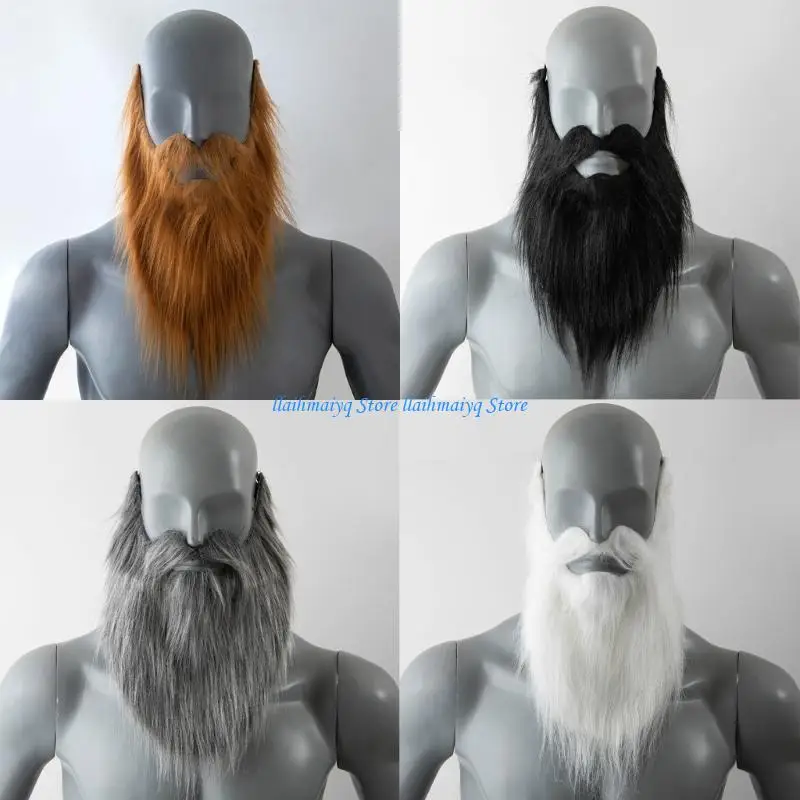 

573B Fake Beard Costume Halloween False Beard Mustache Hair Disguise Accessory
