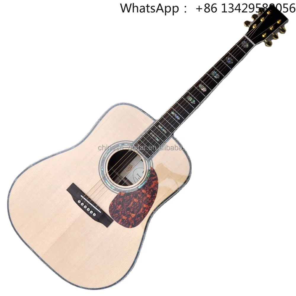 Flyoung Natural Wood Color 41 Inch Acoustic Guitar D45 Model Top Solid Classical Guitar