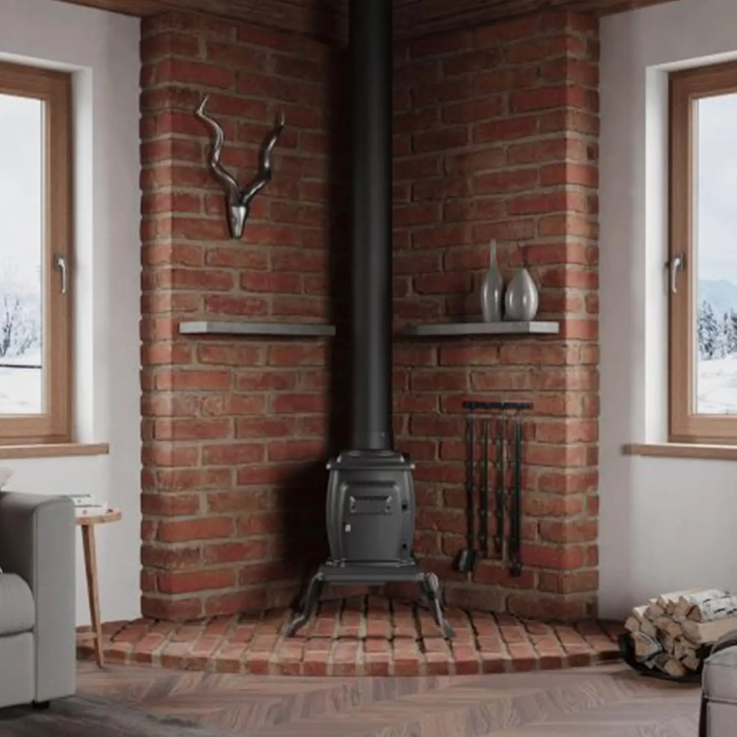 Cast Iron Wood Stove with Cool Touch Safety Handle, Heats up to 54,000 BTUs image 6