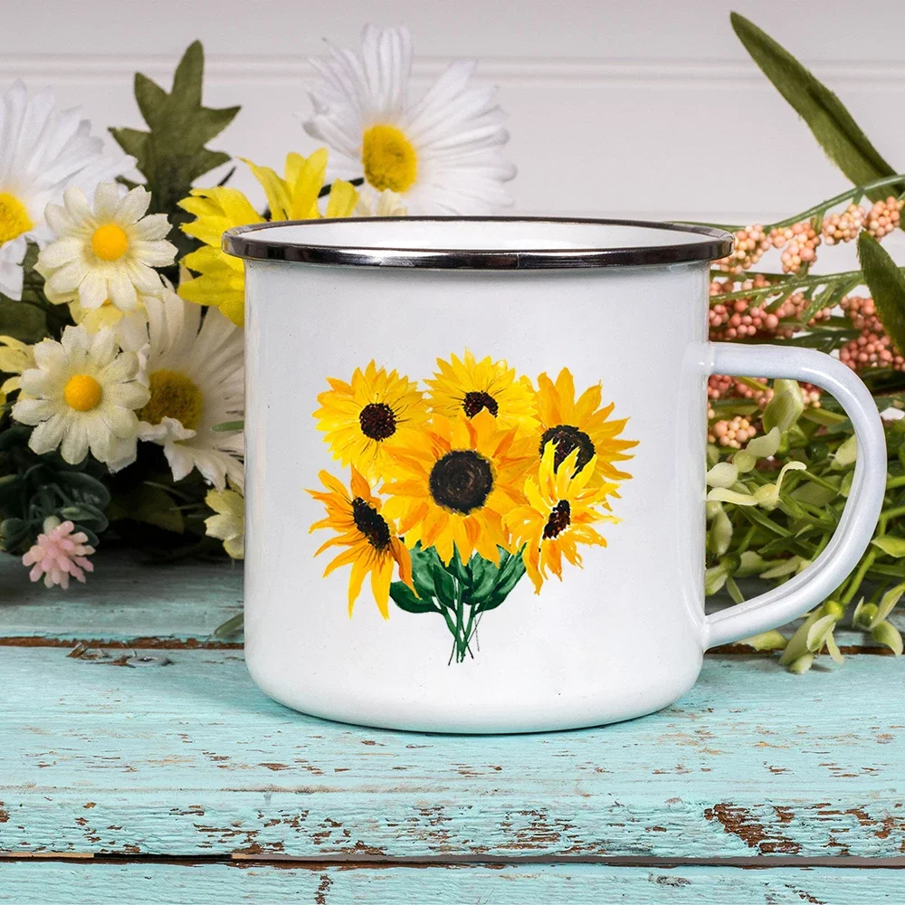 Cartoon Elephant Sunflower Creative Coffee Tea Mugs Children Breakfast Dessert Milk Oat Cups Home Kitchen Drinkware Cute Gifts