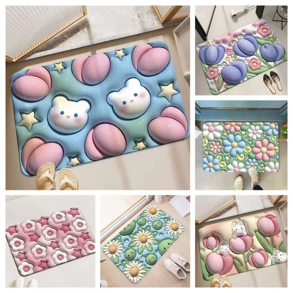 Prevent Falling Soft 40x60cm Flower Pattern Bathroom Anti-slip Floor Mat Daily Use