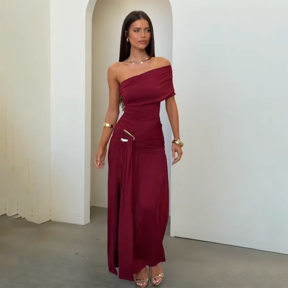 

Women's Formal Evening Gowns One Shoulder Pleated Sleeveless Evening Dresses Elegant Formal Party Gowns Formal Event Dresses