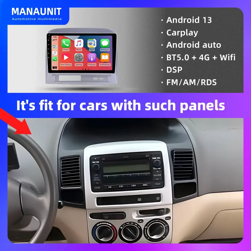 Car Multimedia Player for Toyota Vios Yaris 2004-2007 Carplay,Android Auto,Radio,Navigation,DVD,GPS,Stereo,Head Unit,BT5, ADAS