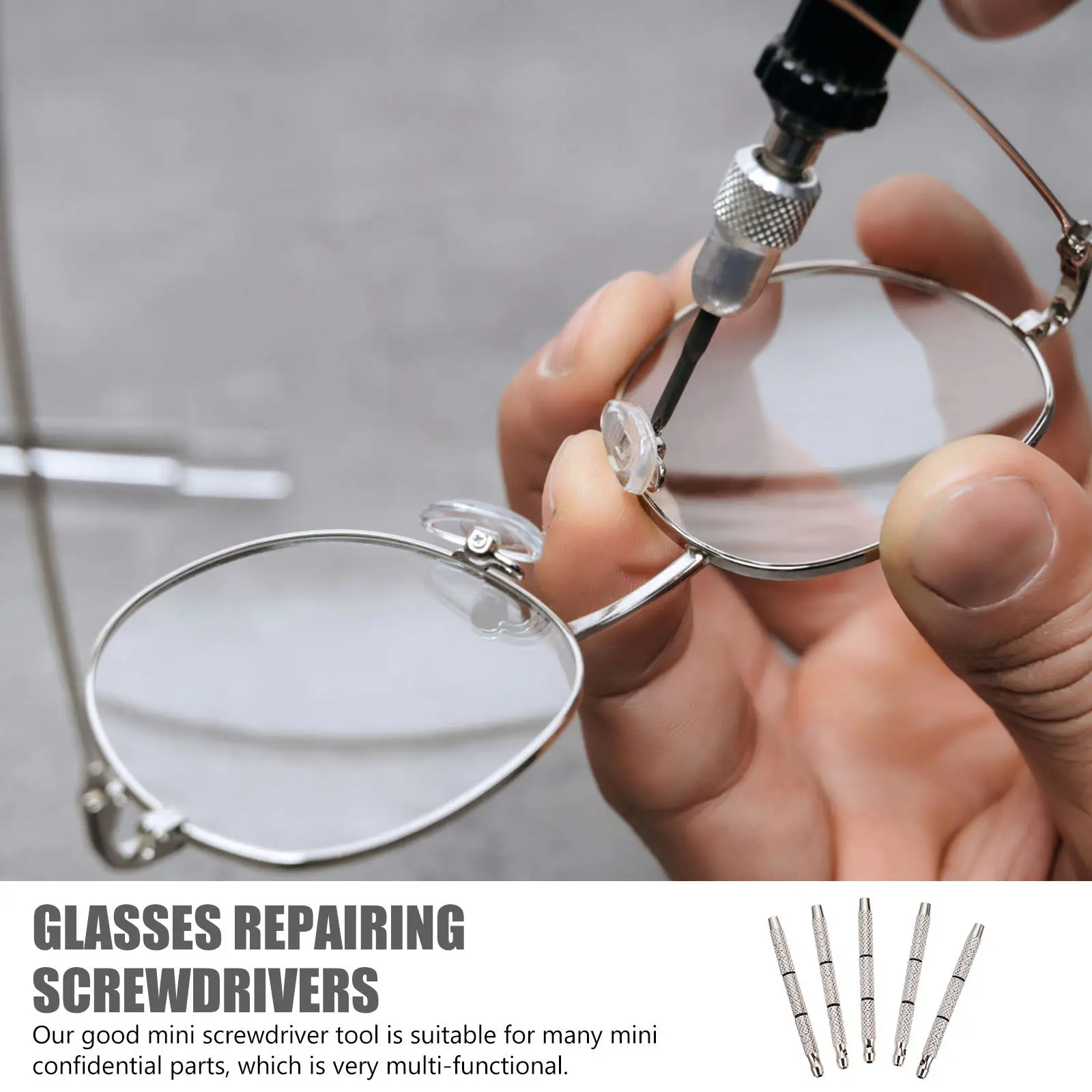 5Pcs Portable Eyewear Screwdrivers Sturdy Rustproof Non-Magnetic Glasses Repair Tool Kit for Frames Lenses Sunglasses Watch