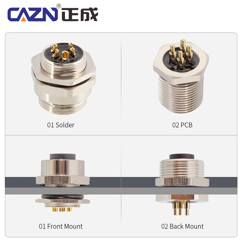 Durable 7/8 Solder Socket 30cm Cable Back Mount Male/Female Plug Outdoor IP67 Waterproof Electrical Connector for Industrial