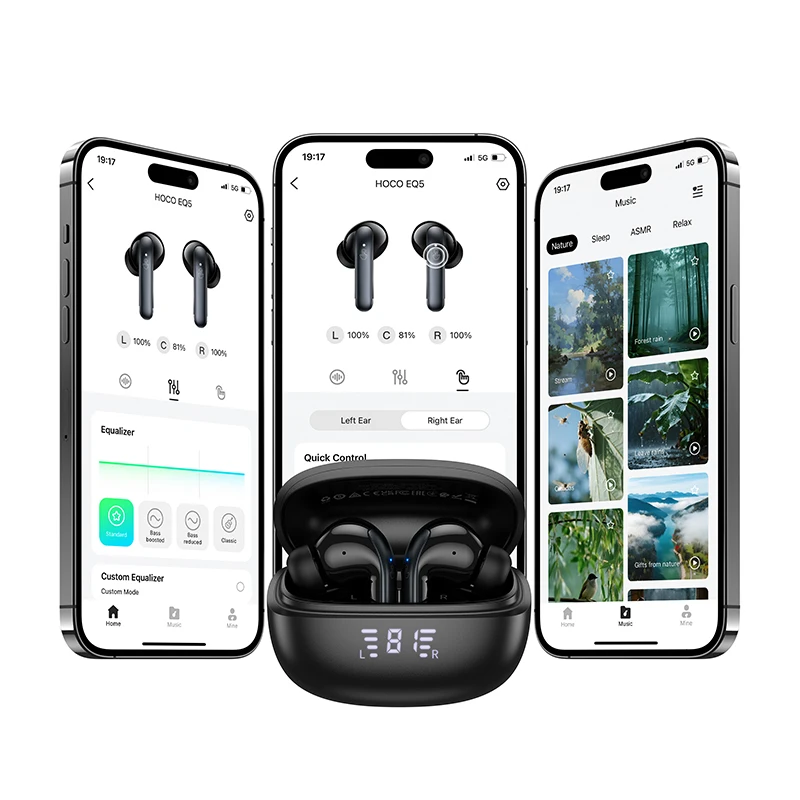 HOCO Wireless ANC+ENC Noise Reduction Earphone APP Control HiFi Stereo Music EQ Sound Bluetooth 5.3 Headset Support Dual Connect view 2