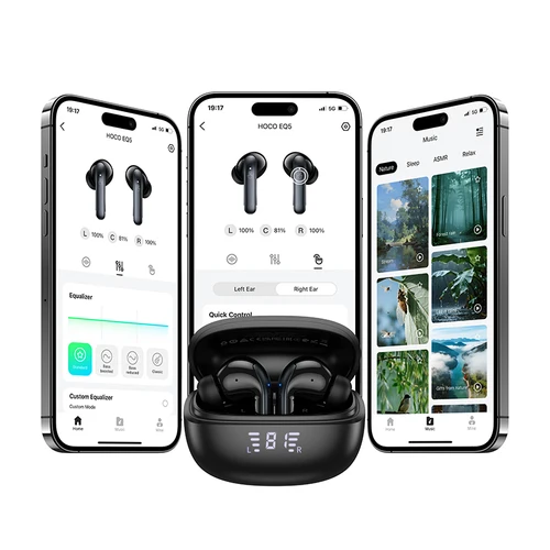 Imagen 2 del producto Auriculares Inalámbricos HOCO con Cancelación de Ruido ANC+ENC, Control por Aplicación, Sonido HiFi Estéreo, Ecualizador de Música, Bluetooth 5.3, Compatibles con Conexión Dual